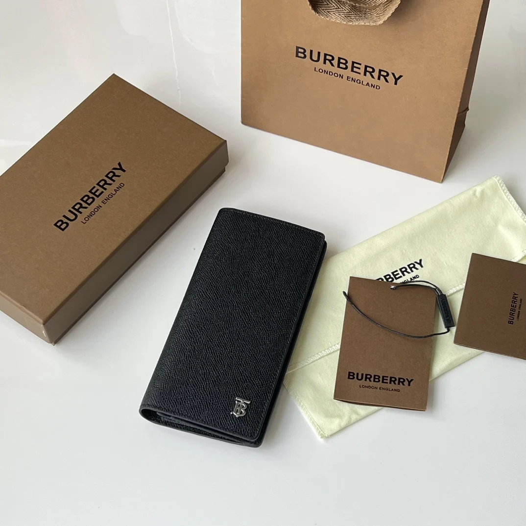 Burberry Grained Leather Bi-Fold Wallet