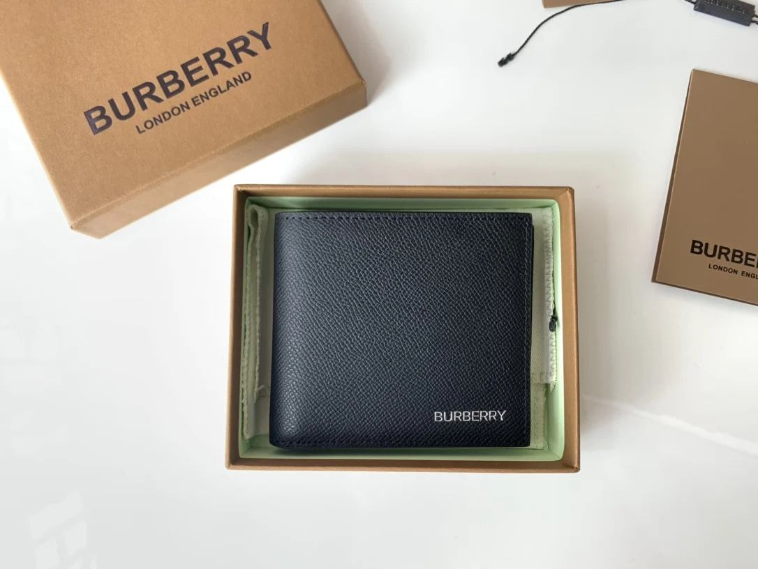 Burberry Grained Leather Bifold Wallet