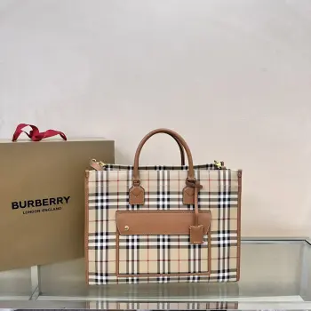 138163 Latest Birch Brown Plaid Tote Bag Women s Crossbody Bag Replica Burberry womens bags