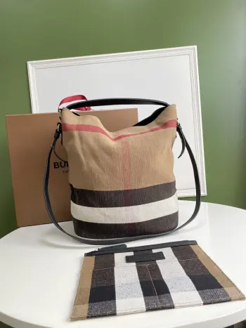 50432 Jute Canvas Hobo Bag Women s Crossbody Bag Replica Burberry womens bags