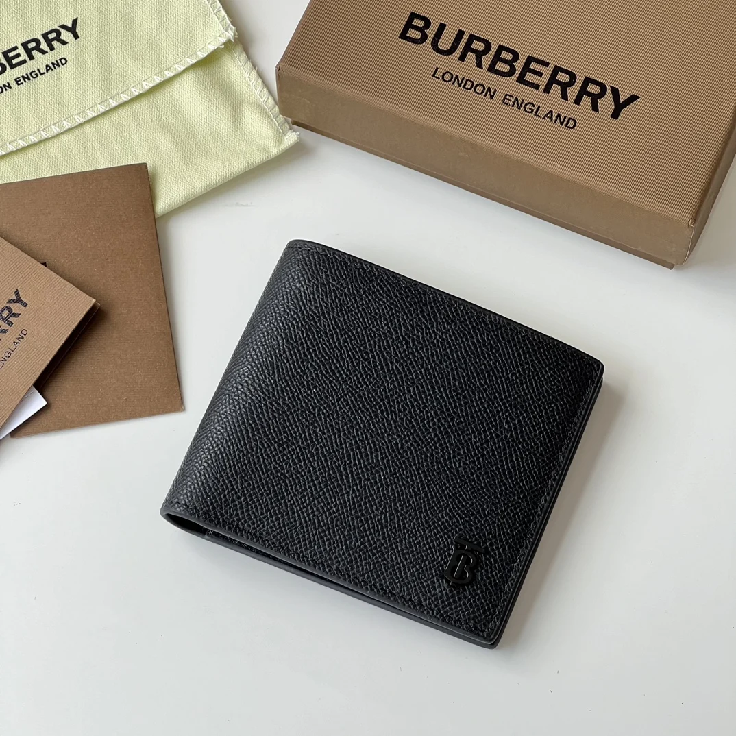Burberry Grained Leather Bi-fold Wallet