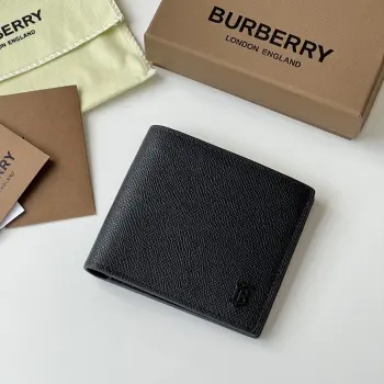 Grained Leather Bi-fold Wallet Replica Burberry wallets