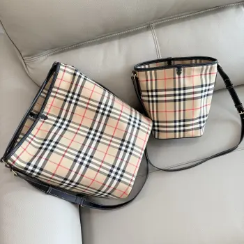 Plaid Large Bucket Women s Crossbody Bag Replica Burberry womens bags