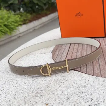 经典金属铜扣双面腰带 高仿爱马仕女士腰带