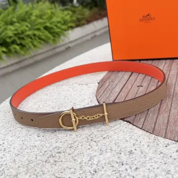 经典金属铜扣双面腰带 高仿爱马仕女士腰带