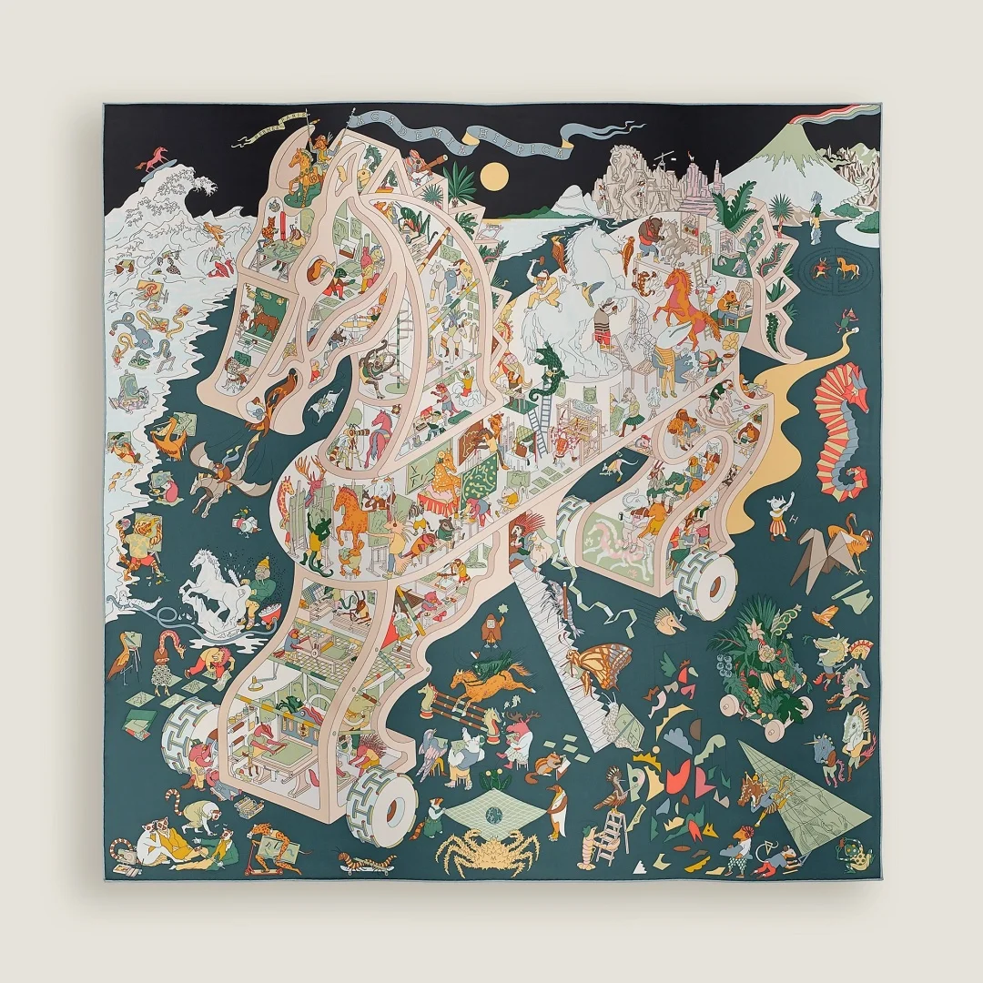 Hermes Reliant on printed silk scarves Hermes Reliant on printed silk scarves