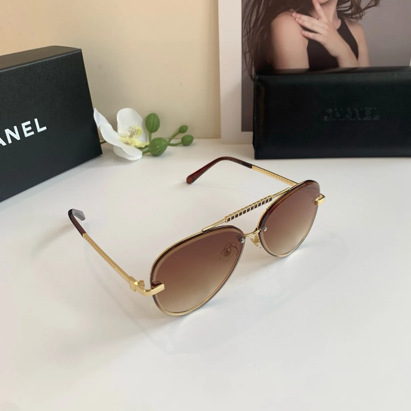 Chanel frog frame glasses