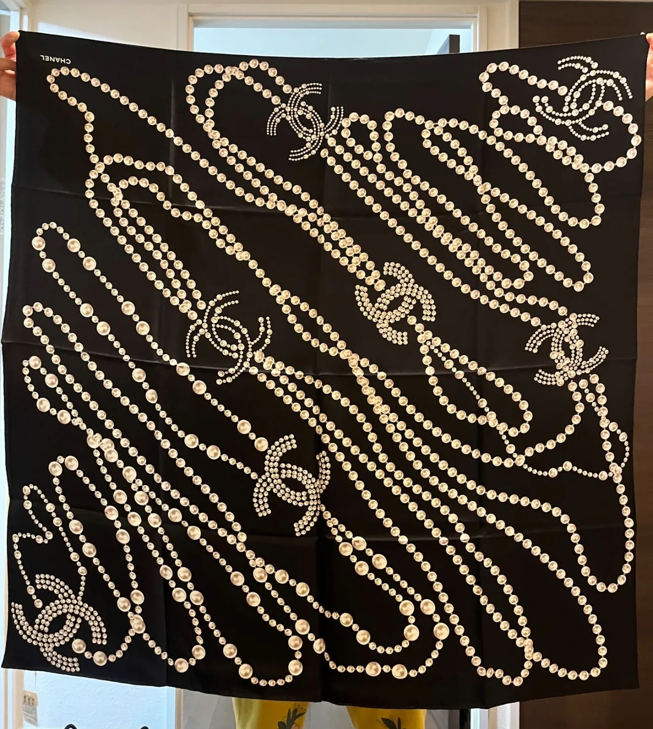 Chanel Pearl Pattern Double C Silk Scarf Chanel Pearl Pattern Double C Silk Scarf