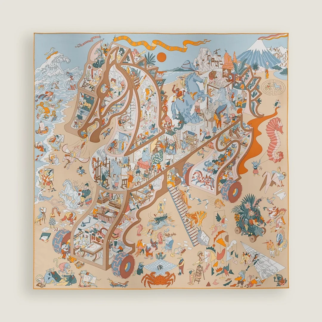 Hermes Reliant on printed silk scarves Hermes Reliant on printed silk scarves