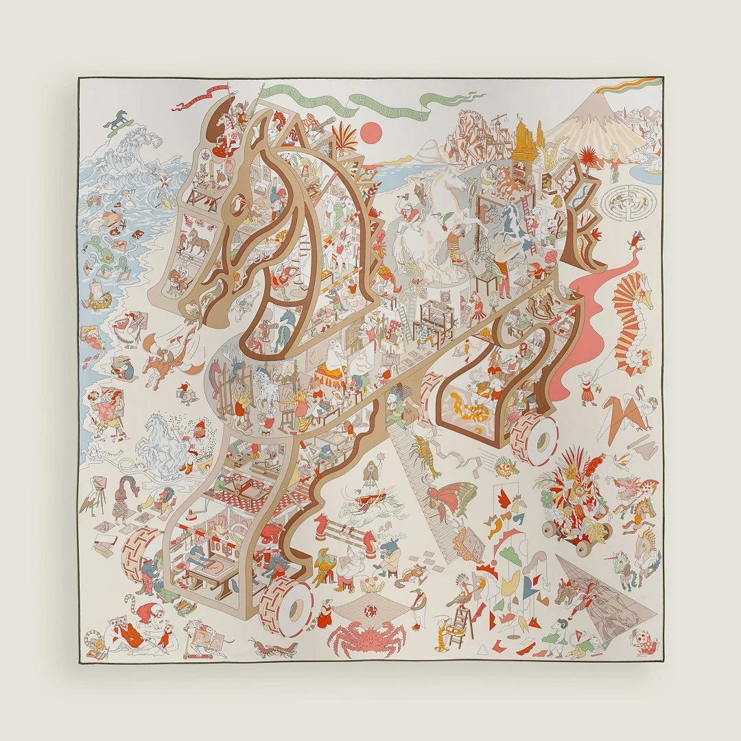 Hermes Reliant on printed silk scarves Hermes Reliant on printed silk scarves