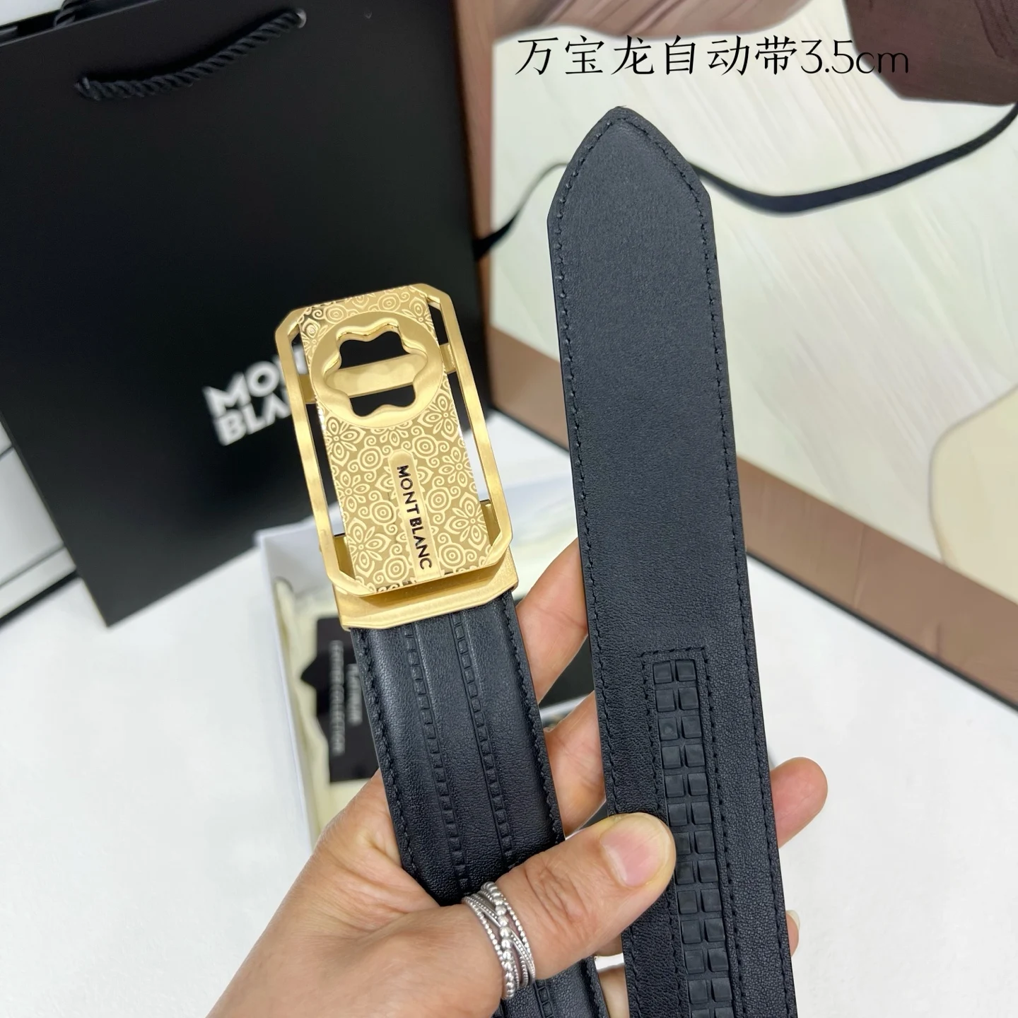 万宝龙 男士自动带进口小牛皮腰带