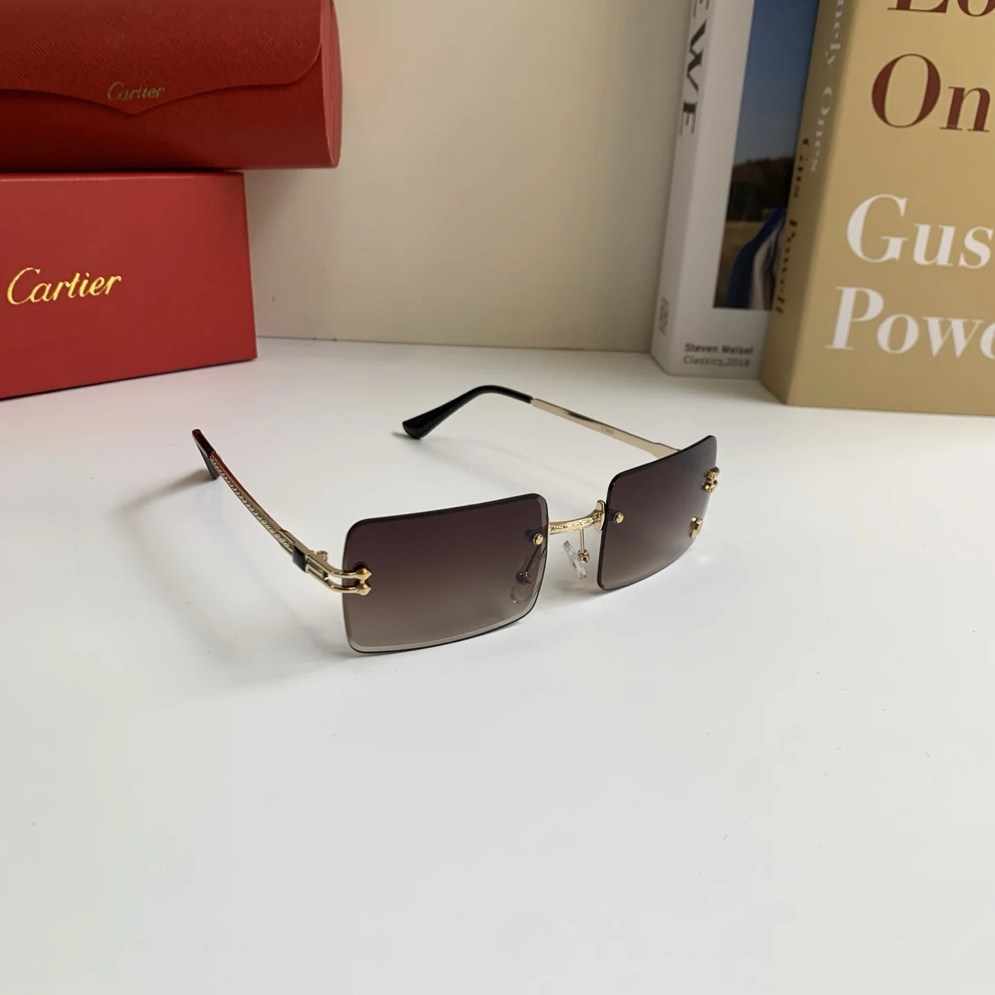  Cartier New Fashion Trendy Metal Square Frame Sunglasses