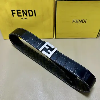 咖啡色双环正反用腰带 高仿芬迪男士腰带