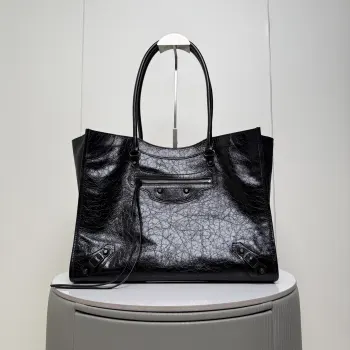 188077 机车 竖版托特包 女士手提包高仿巴黎世家女包