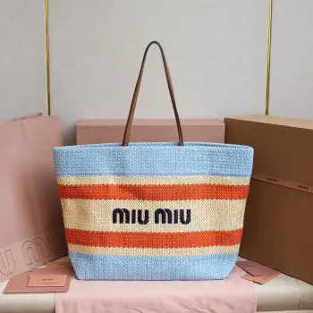 5BG228 纯棉彩虹编织托特包 女士单肩包 高仿缪缪女包