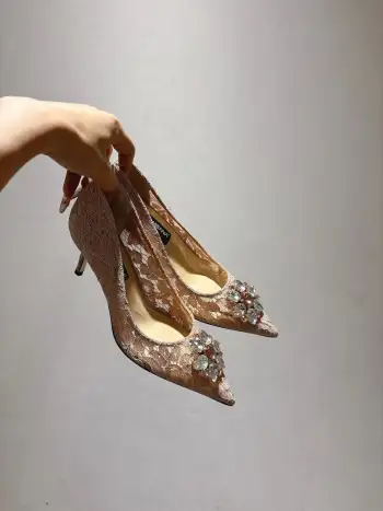 新款蕾丝网面高跟鞋 高仿杜嘉班纳女士高跟鞋/单鞋