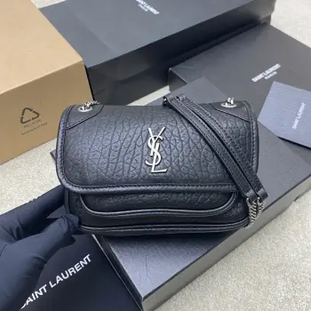 828736 大象纹黑/银手袋 女士斜挎包 高仿圣罗兰女包