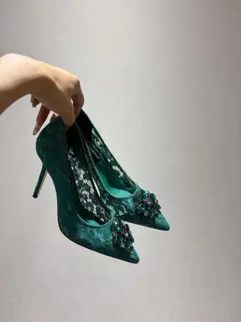 新款蕾丝网面高跟鞋 高仿杜嘉班纳女士高跟鞋/单鞋