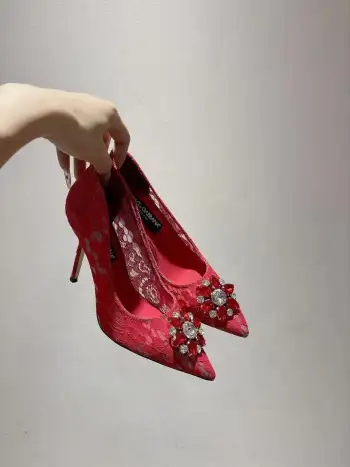 新款蕾丝网面高跟鞋 高仿杜嘉班纳女士高跟鞋/单鞋