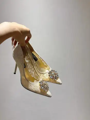 新款蕾丝网面高跟鞋 高仿杜嘉班纳女士高跟鞋/单鞋