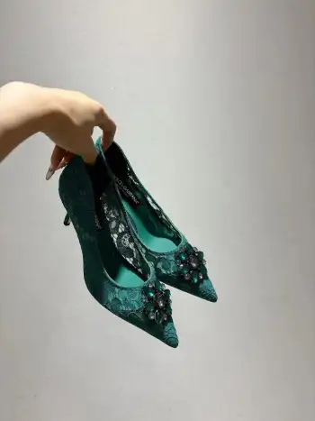 新款蕾丝网面高跟鞋 高仿杜嘉班纳女士高跟鞋/单鞋