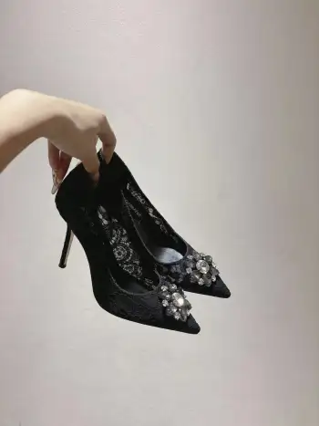 新款蕾丝网面高跟鞋 高仿杜嘉班纳女士高跟鞋/单鞋