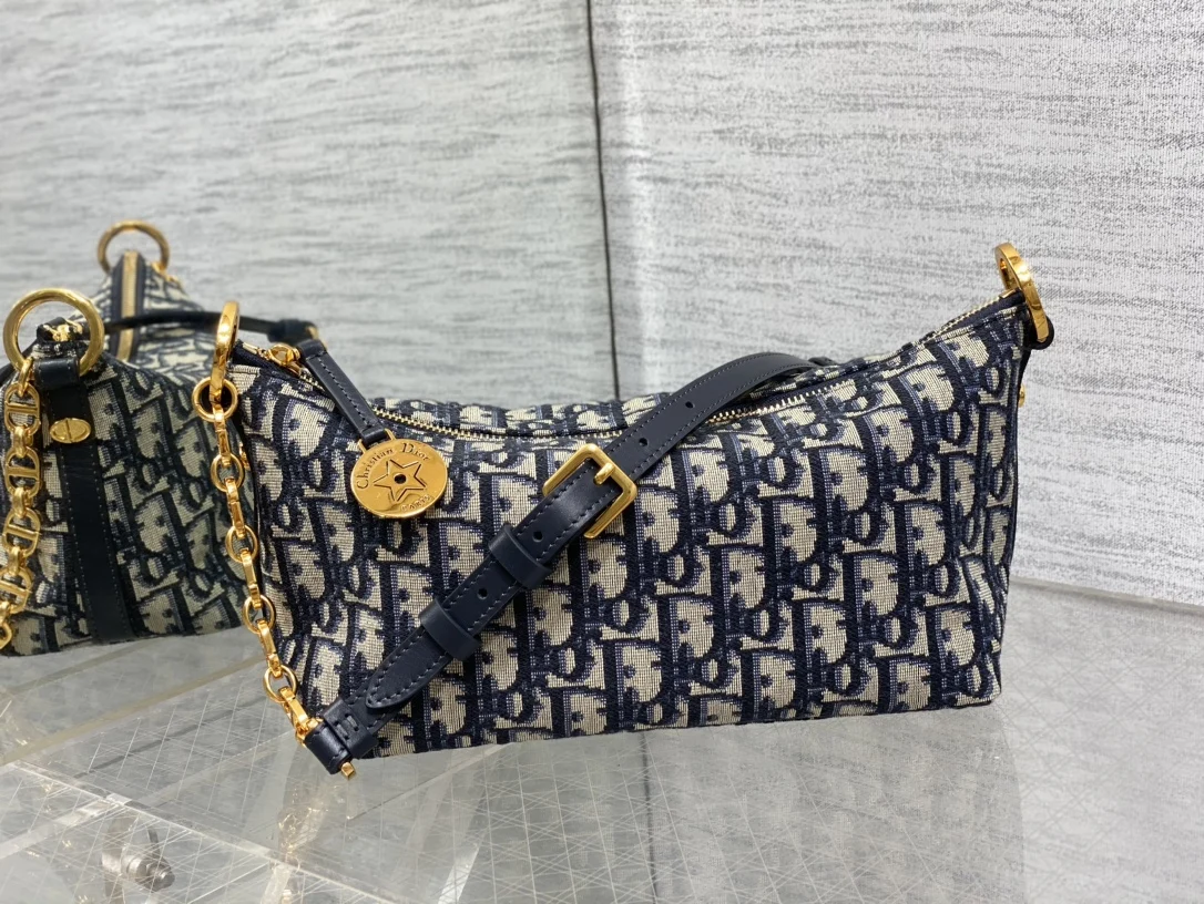 迪奥  最新深灰牛仔布饭盒包 女士斜挎包