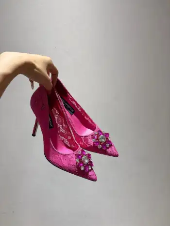 新款蕾丝网面高跟鞋 高仿杜嘉班纳女士高跟鞋/单鞋