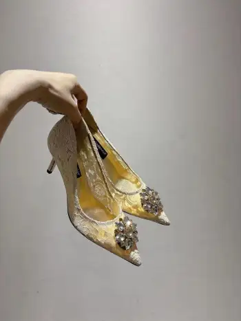 新款蕾丝网面高跟鞋 高仿杜嘉班纳女士高跟鞋/单鞋