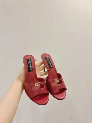 新款头层牛皮高跟拖鞋 高仿杜嘉班纳女士高跟鞋/单鞋