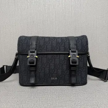 9271  老花配皮翻盖信使包 男士斜挎包 高仿迪奥男包