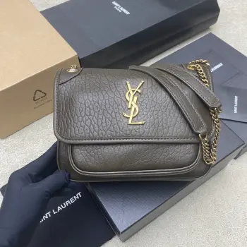 633179 大象纹黑/银手袋 女士斜挎包 高仿圣罗兰女包