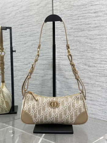 蓝色酒椰草效果格纹布迷你手袋 女士斜挎包 高仿迪奥女包