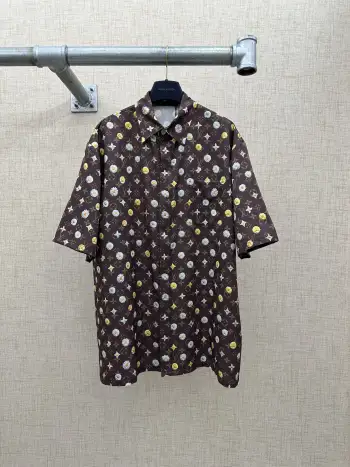 桑蚕丝短袖衬衫 高仿LV衬衫