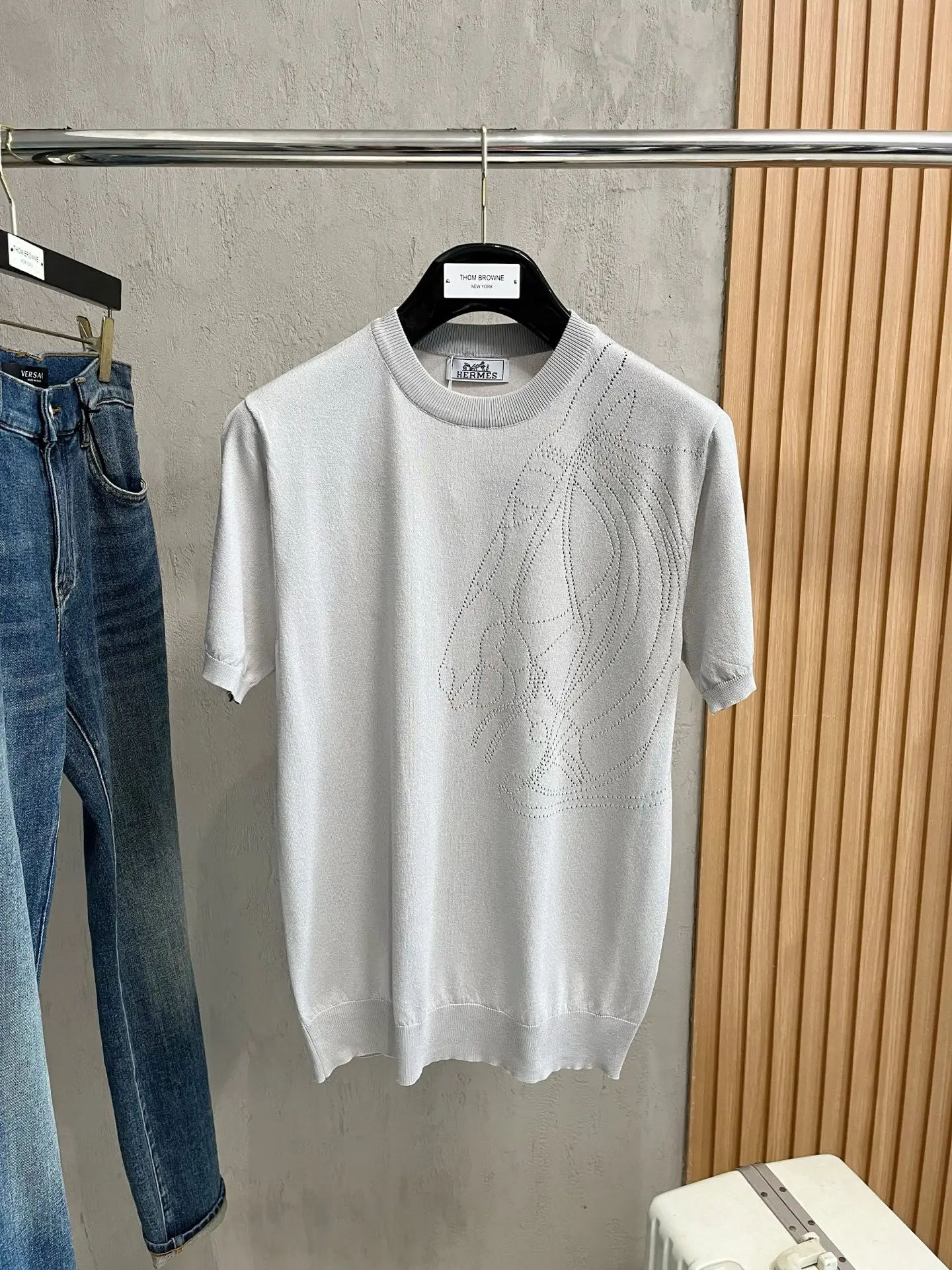 爱马仕 字母刺绣针织polo短袖