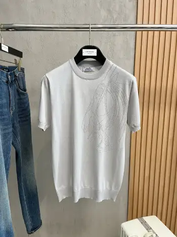 字母刺绣针织polo短袖 高仿爱马仕T恤/POLO衫