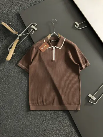 咖色撞色短袖 高仿诺悠翩雅T恤/POLO衫