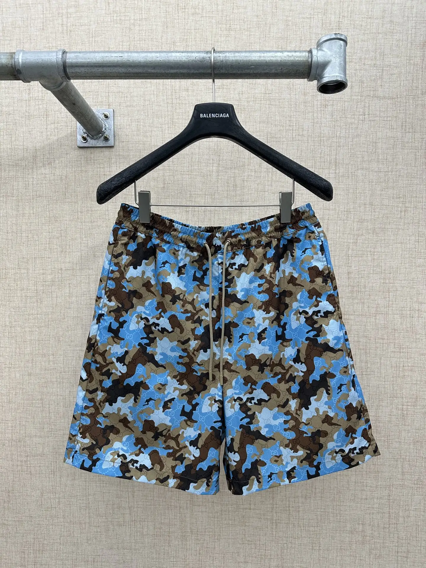 古奇 迷彩GG印花抽绳短裤