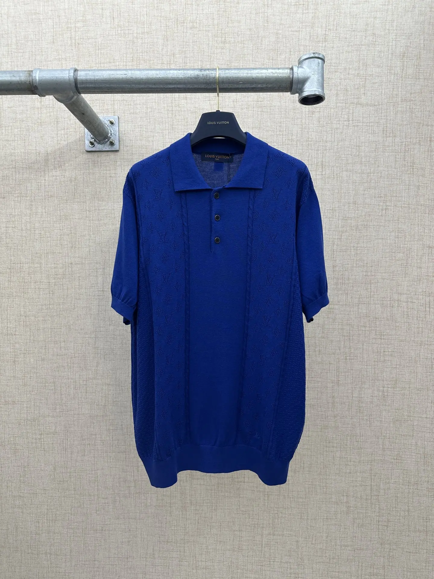 LV 丝绵混纺网眼马球衫