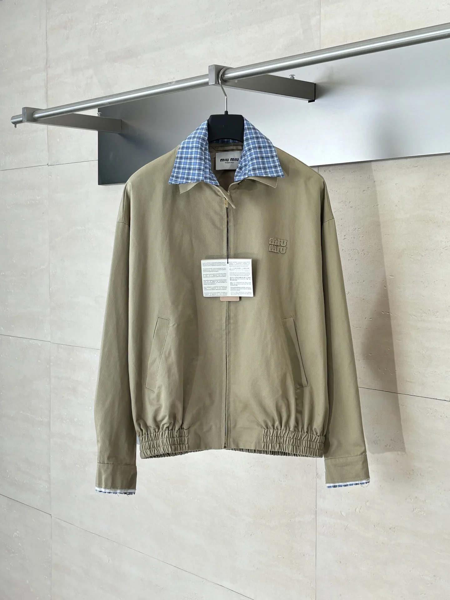 缪缪 格纹假两件夹克外套 缪缪 格纹假两件夹克外套