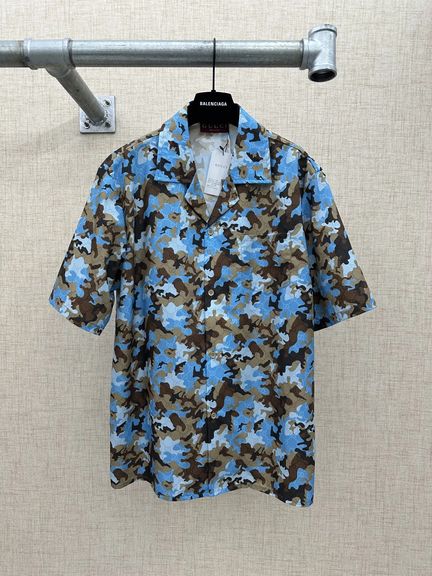 古奇  迷彩GG印花短袖衬衫