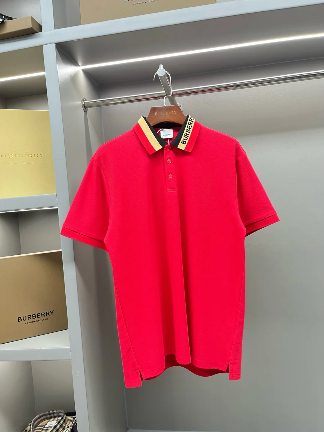 巴宝莉 网眼布棉质短袖Polo 衫