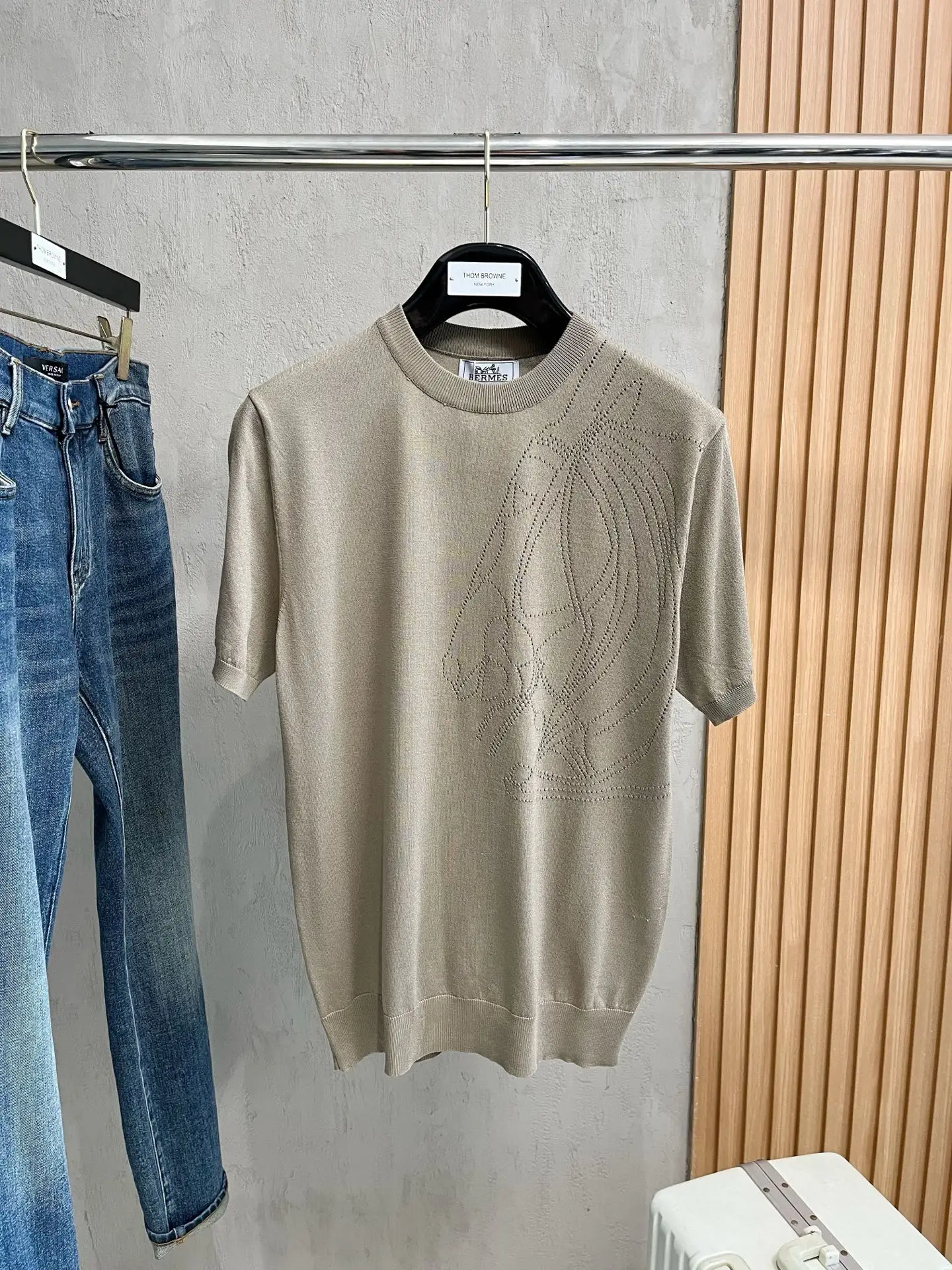 爱马仕 字母刺绣针织polo短袖