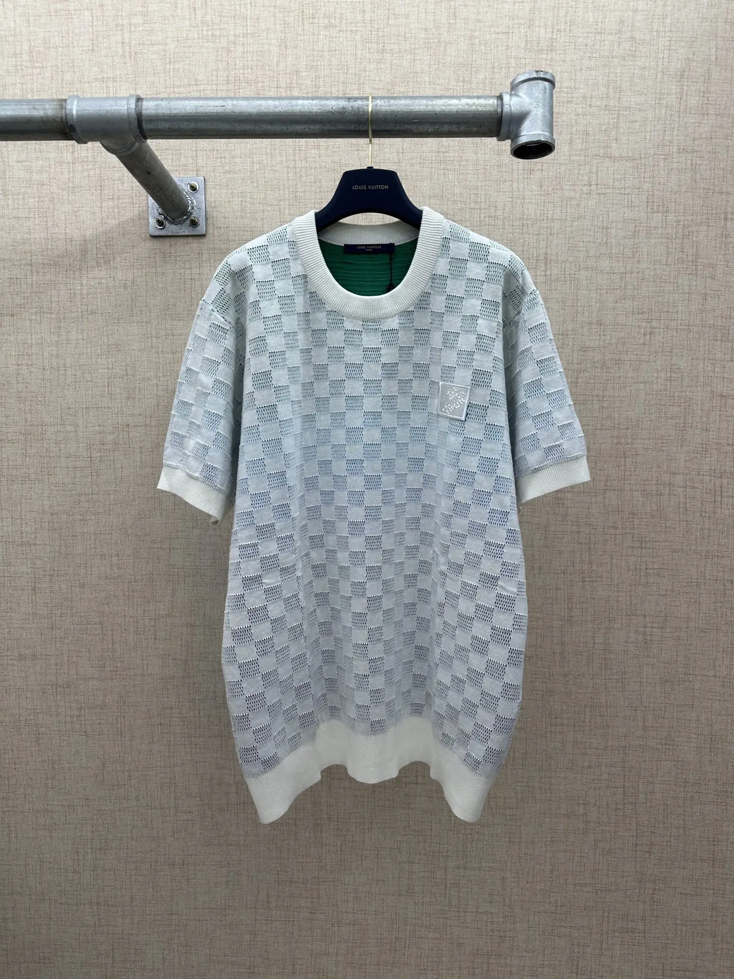 LV 棋盘格渐变提花针织衫