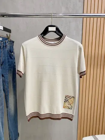 字母刺绣针织polo短袖 高仿巴宝莉T恤/POLO衫