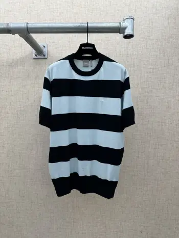 色棉质针织面料条纹图案条针织衫 高仿迪奥T恤/POLO衫