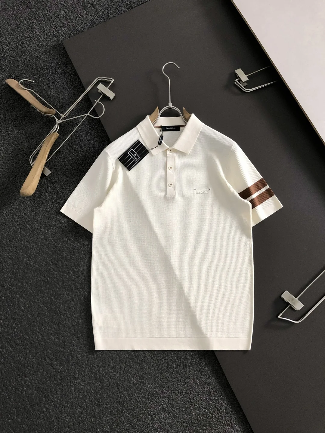 杰尼亚 春夏蓝咖撞色polo短袖 杰尼亚 春夏蓝咖撞色polo短袖