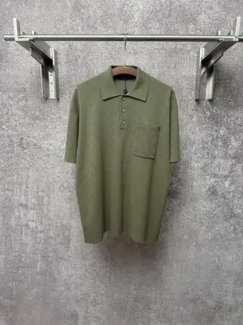 字母满印镂空提花口袋针织POLO衫 高仿LVT恤/POLO衫