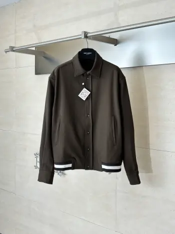 棕色华达呢长袖翻领衬衫 高仿罗意威夹克/外套