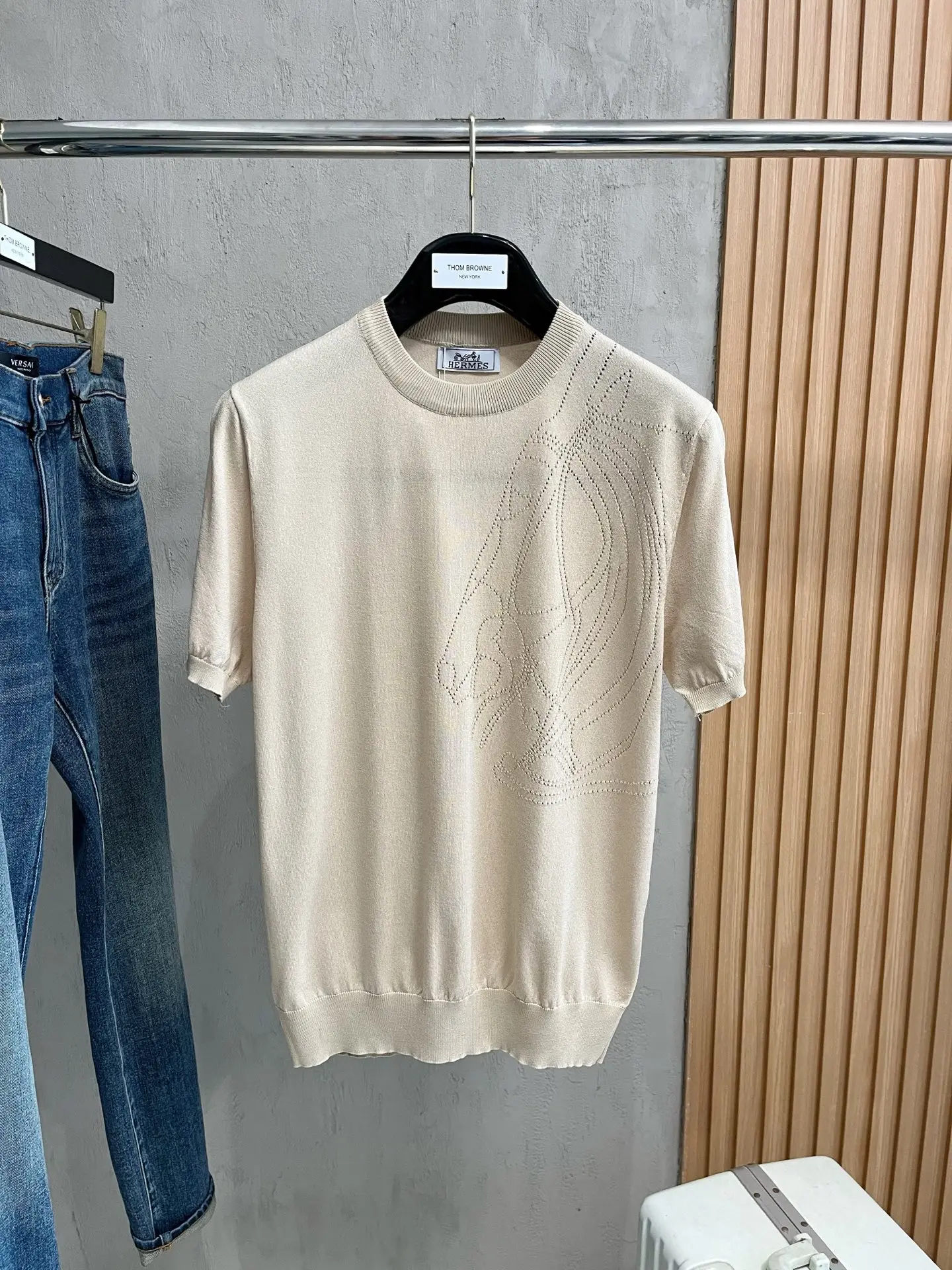 爱马仕 字母刺绣针织polo短袖